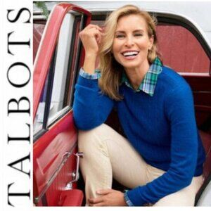 Talbots Blue Cable Crewneck Sweater